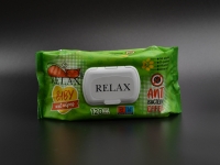 Серветки вологі RELAX / з клапаном / Антибактеріальні / 120шт