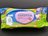 Серветки вологі  "INVISTA" / з клапаном / дитячі 0+ / 100 шт