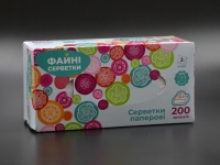 Серветки в коробці  Файні серветки / 2-шарові / 200 шт