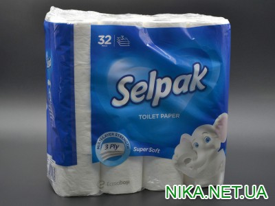 Туалетний папір "Selpak" / 3-шаровий / білий / 32шт
