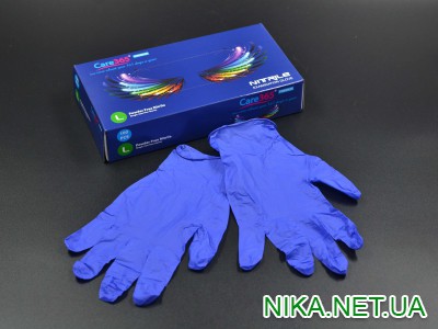 Рукавички нітрилові "CARE365" / сині / без пудри / не стерильні  / розмір-L / 50пар