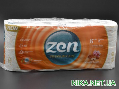 Туалетний папір "ZEN" / Premium / мигдаль / 3-шаровий / 19м / 145 відривів / 8шт