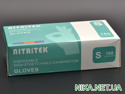 Рукавички нітрилові "NITRITEK" / чорні / без пудри / не стерильні  / розмір-S / 100шт