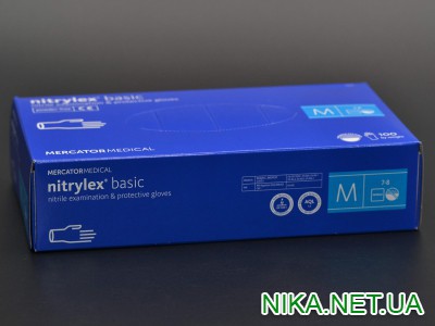 Рукавички нітрилові "NITRYLEX" Basic / сині / без пудри / не стерильні  / розмір-M / 100шт