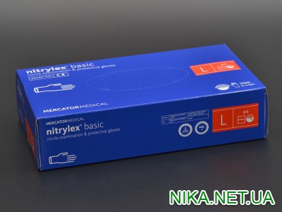 Рукавички нітрилові "NITRYLEX" Basic / сині / без пудри / не стерильні  / розмір-L / 50пар