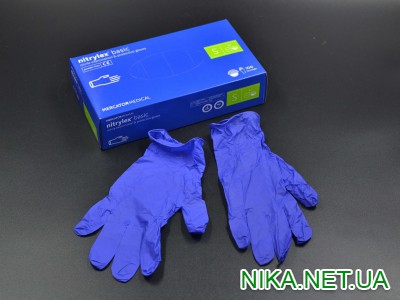 Рукавички нітрилові "NITRYLEX" / сині / без пудри / не стерильні  / розмір-S / 100шт