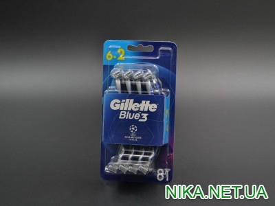 Станок для гоління "Gillette" / BLUE 3 / 6+2шт