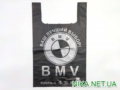 Пакет поліетиленовий майка "BMV" / 41*60см / 60кг / чорний / 100шт