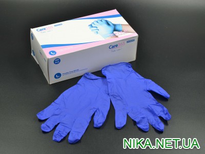 Рукавички нітрилові "CARE365" / сині / без пудри / не стерильні  / розмір-L / 100пар