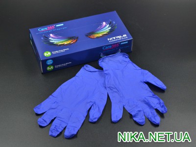 Рукавички нітрилові "CARE365" / сині / без пудри / не стерильні  / розмір-M / 50пар