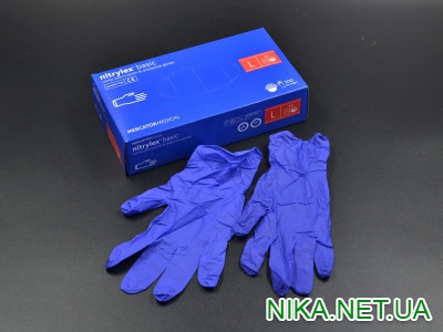 Рукавички нітрилові "NITRYLEX" Classic / сині / без пудри / не стерильні  / розмір-L / 100шт