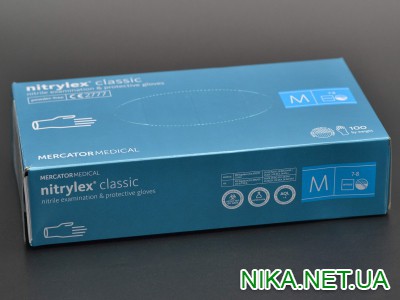 Рукавички нітрилові "NITRYLEX" Classic / сині / без пудри / не стерильні  / розмір-М / 100шт