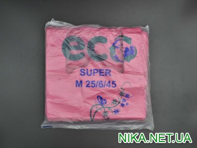 Пакет майка "SUPER ECO" / 25*45см / 14мкм / червона / 160шт