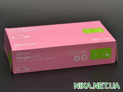 Рукавички нітрилові "NITRYLEX" / рожеві / без пудри / не стерильні  / розмір-S / 100шт