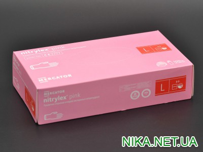 Рукавички нітрилові "NITRYLEX" / рожеві / без пудри / не стерильні  / розмір-L / 100шт